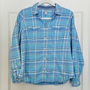L.L. Bean Blue Plaid Button Down Shirt
